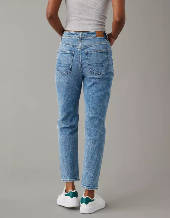 American Eagle AE Strigid Ripped Mom Jean