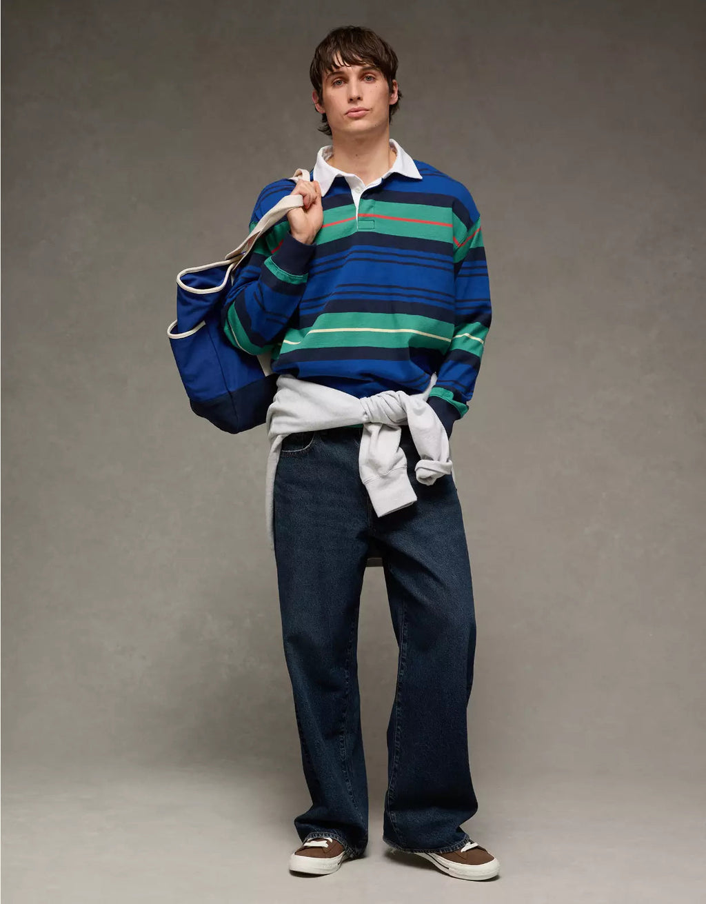 American Eagle AE Striped Rugby