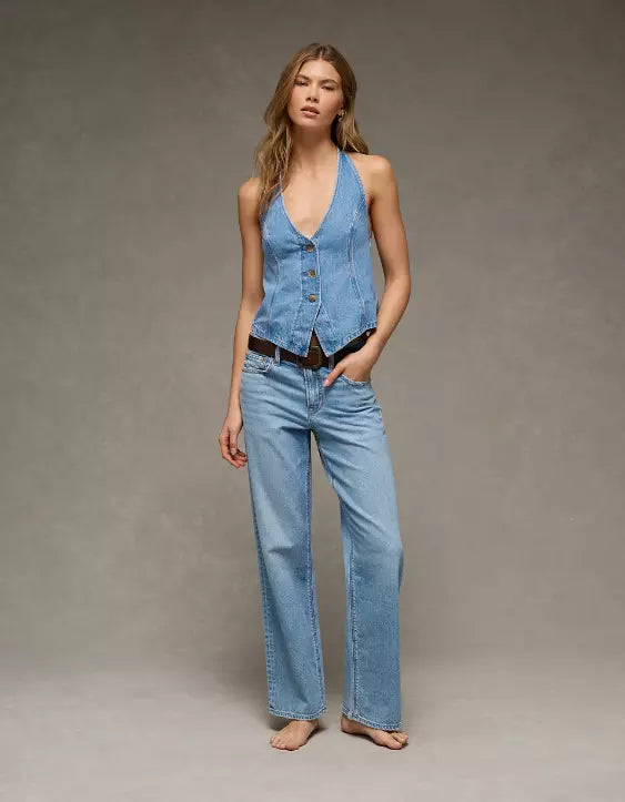 American Eagle AE Denim Halter Vest