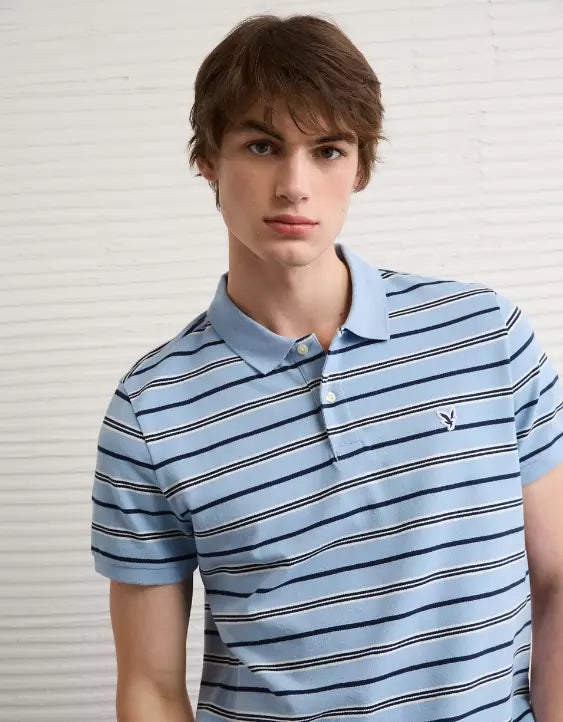 American Eagle AE Slim Fit Stretch Striped Polo Shirt