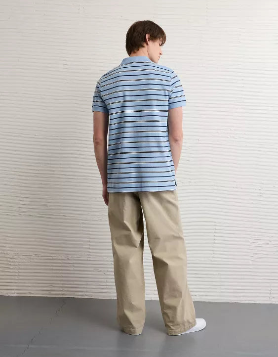 American Eagle AE Slim Fit Stretch Striped Polo Shirt