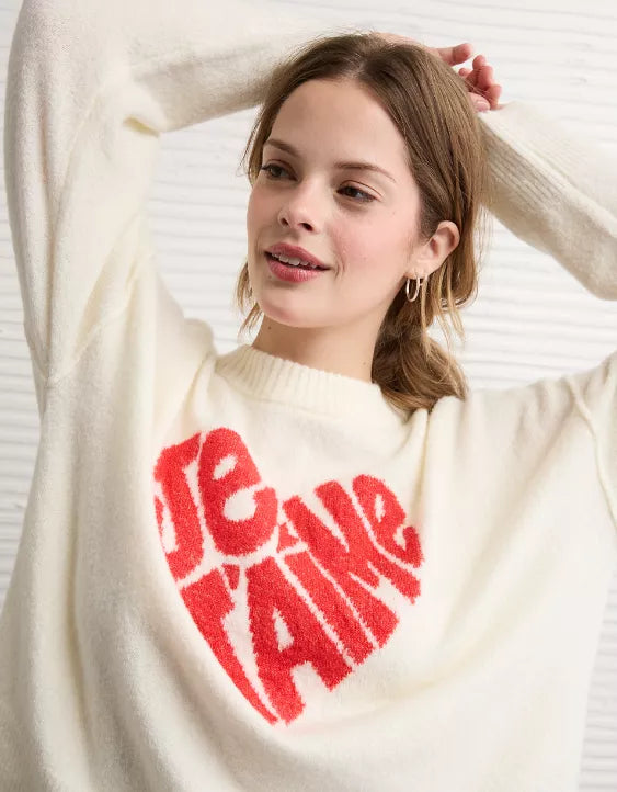 American Eagle AE Whoa So Soft Valentine's Day Sweater
