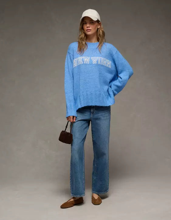 American Eagle AE Oversized Faux Mohair Wide Cuff Sweater