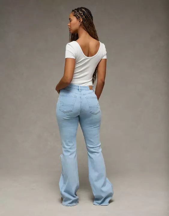 American Eagle AE Next Level Curvy Ripped Super High-Waisted Flare Jean