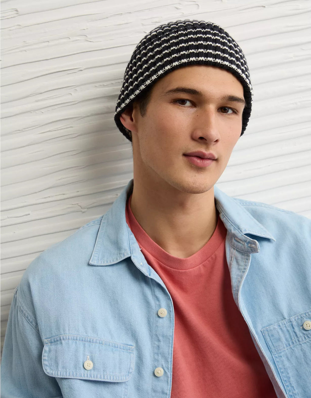 American Eagle AE Striped Ribbed Beanie