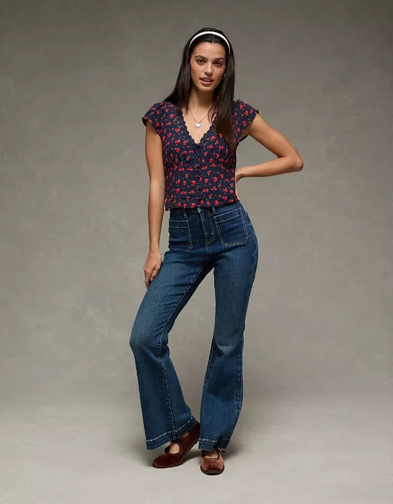 American Eagle AE Lace Trim Blouse