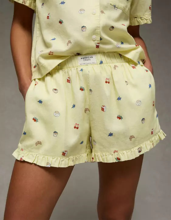 American Eagle AE Ruffled Flannel PJ Set