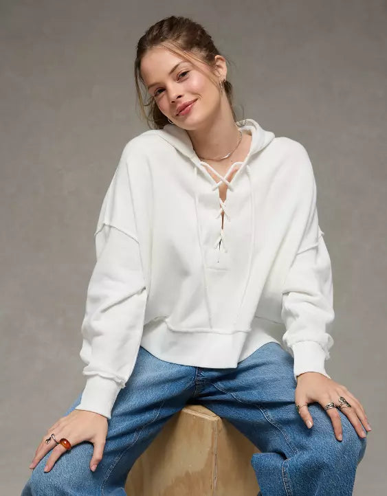 American Eagle AE Big Hug Lace-Up Hoodie