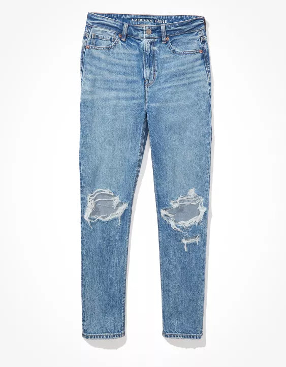 American Eagle AE Strigid Ripped Mom Jean