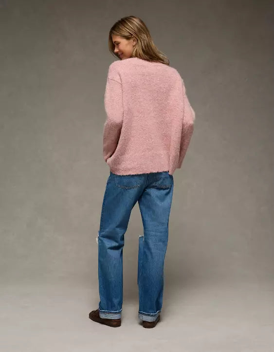 American Eagle AE Oversized Faux Mohair Wide Cuff Sweater
