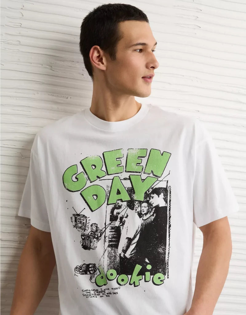 American Eagle AE Boxy Green Day Graphic T-Shirt