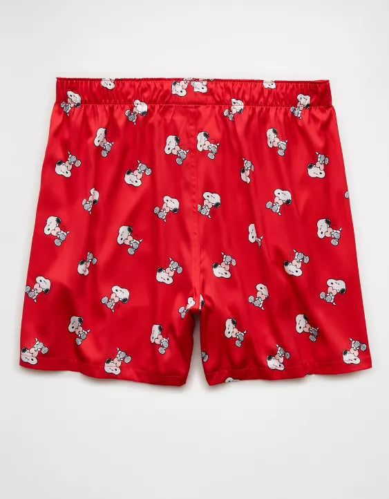 American Eagle AE Men's Snoopy Satin Pocket Boxer Short