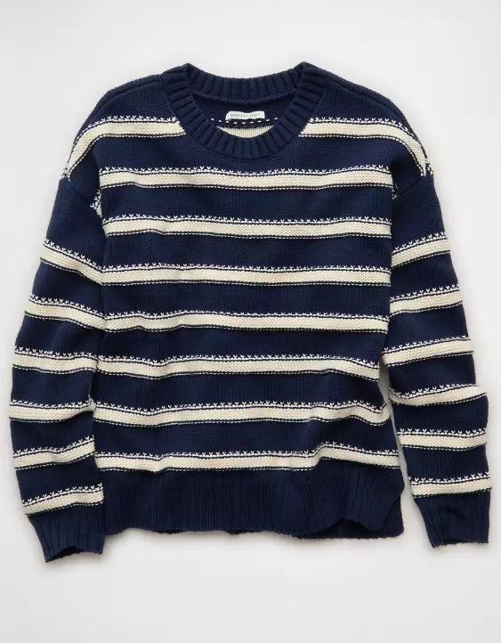American Eagle AE Striped Crew Neck Sweater