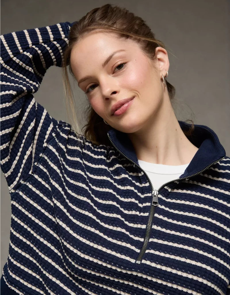 American Eagle AE Half-Zip Waffle Fleece Sweatshirt
