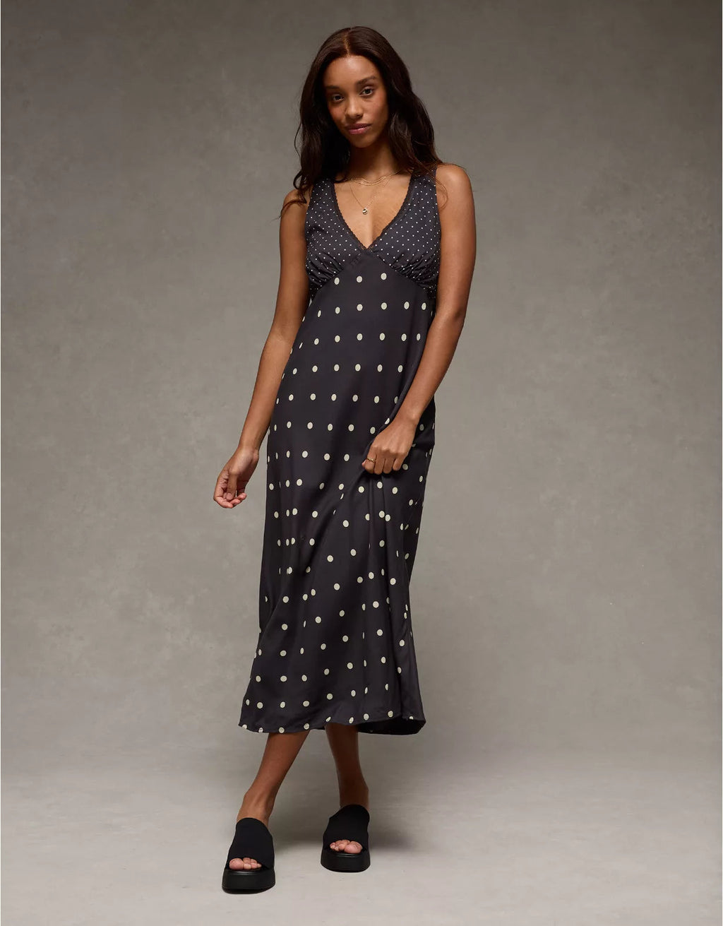 American Eagle AE V-Neck Slip Midi Dress