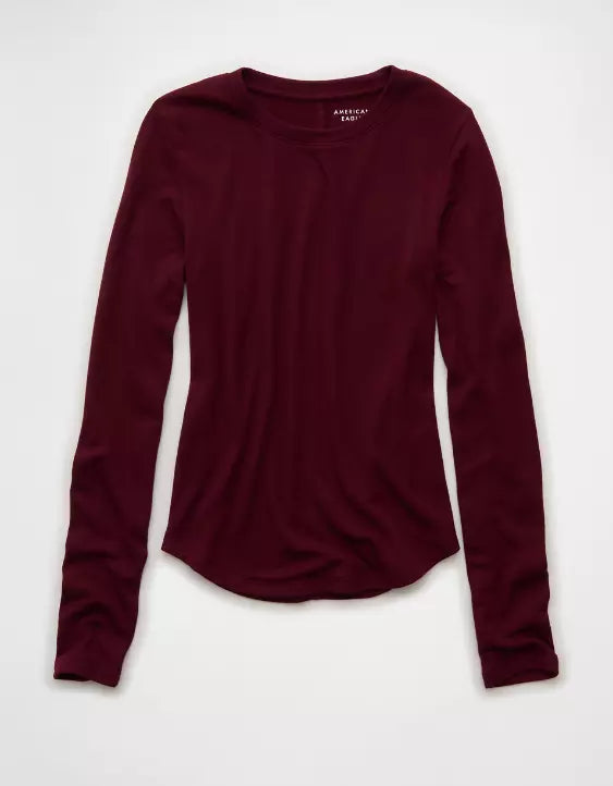 American Eagle AE Long Sleeve Cozy Crew Neck T-Shirt