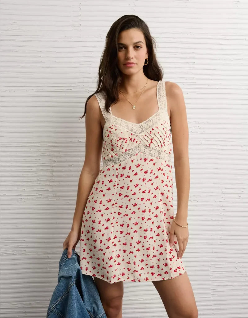 American Eagle AE Lace Slip Mini Dress