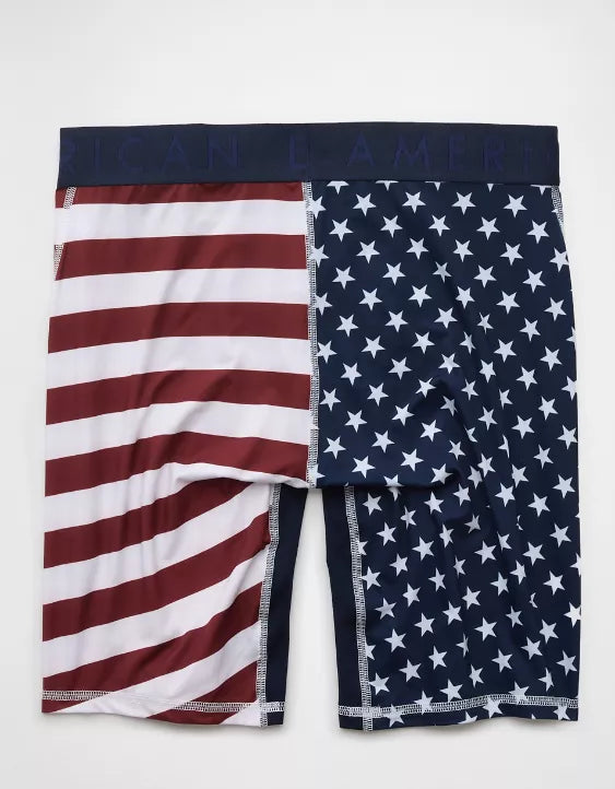 American Eagle AEO Men's USA Stars & Stripes 8″ Flex Boxer Brief