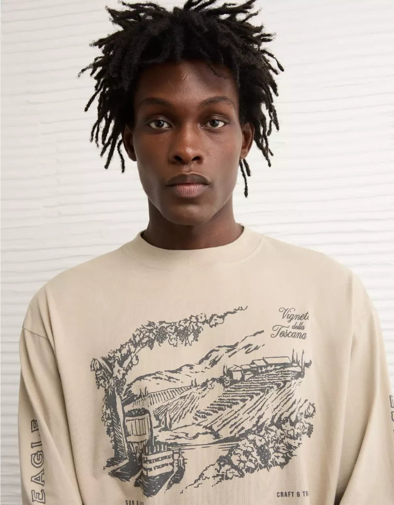 American Eagle AE Boxy Long Sleeve Graphic T-Shirt