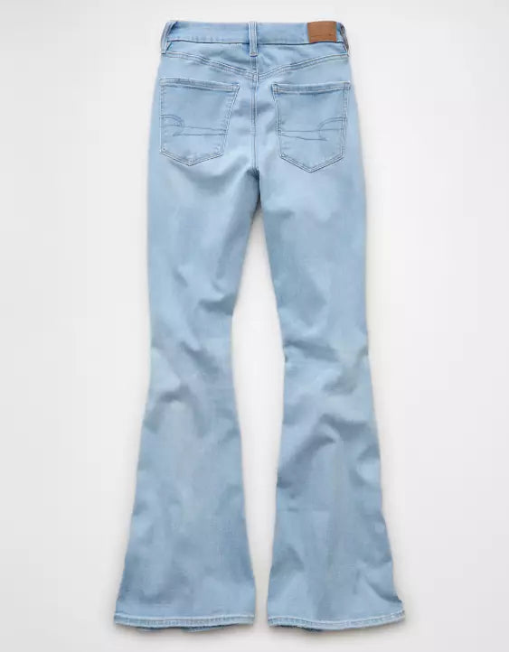 American Eagle AE Next Level Curvy Ripped Super High-Waisted Flare Jean
