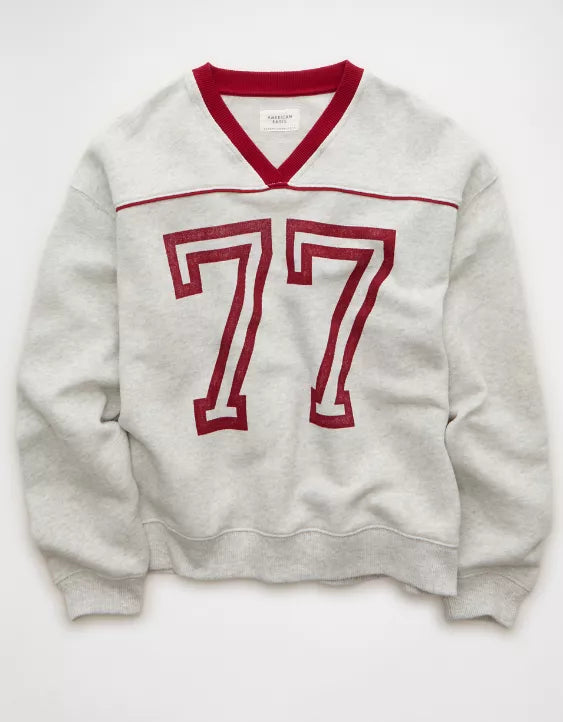 American Eagle AE Varsity Graphic V-Neck Sweatshirt