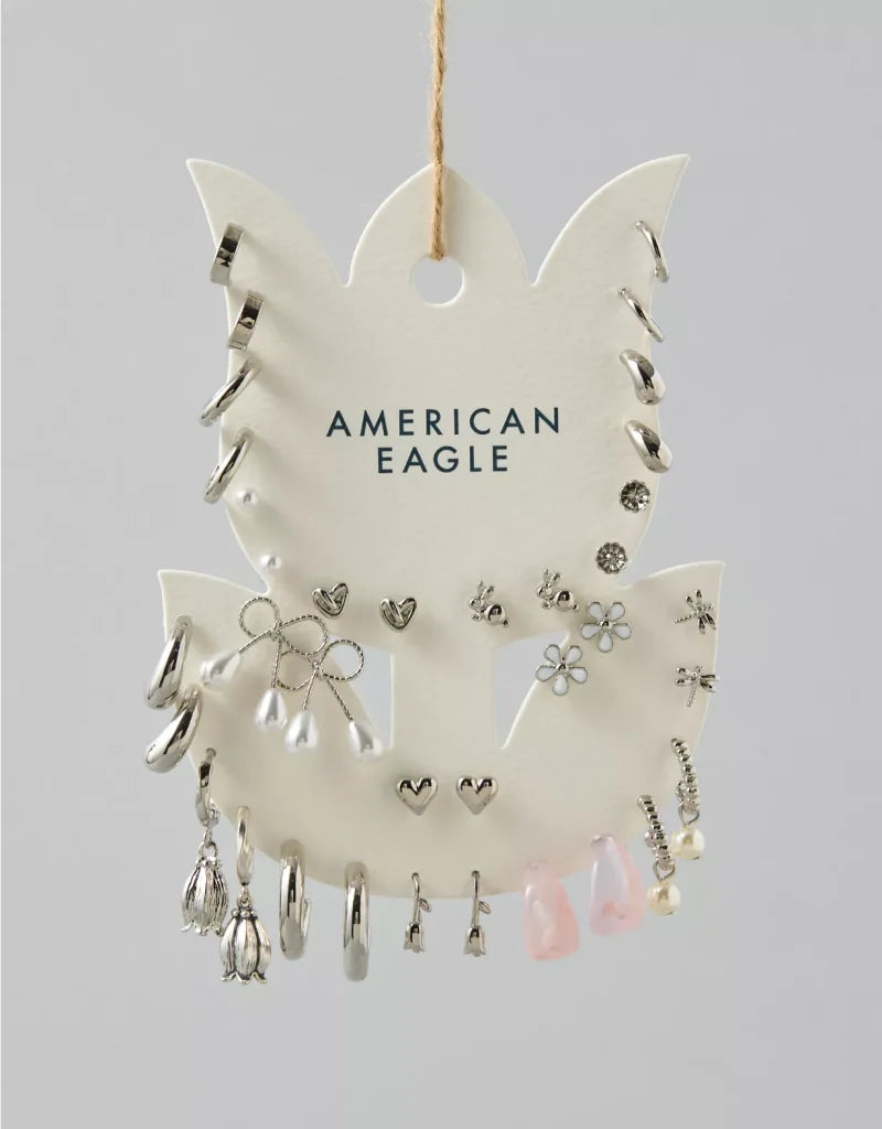 American Eagle AE Silver Earrings 18-Pack