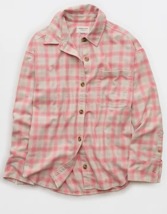 American Eagle AE Plaid Button-Down Shirt