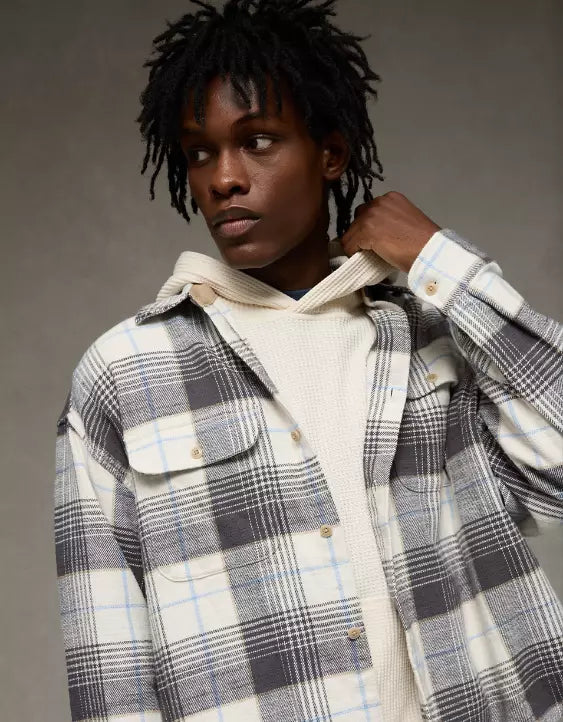 American Eagle AE Boxy Flannel Shirt