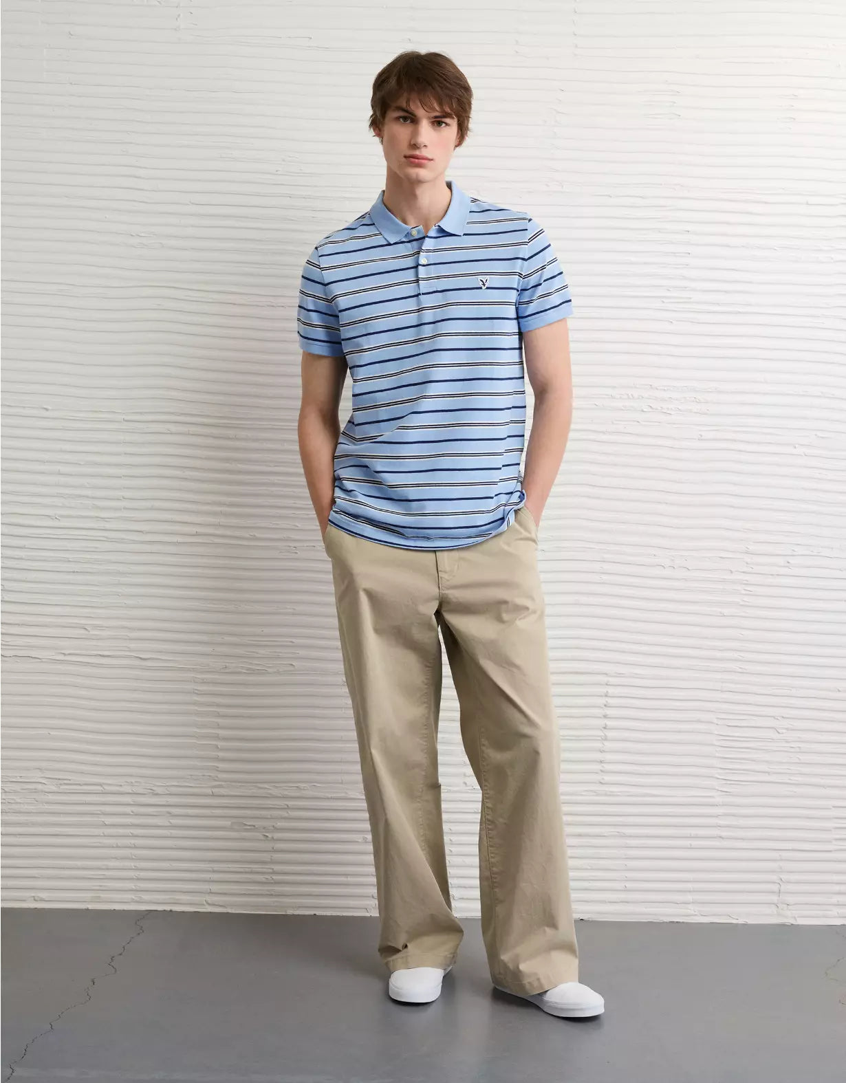 American Eagle AE Slim Fit Stretch Striped Polo Shirt