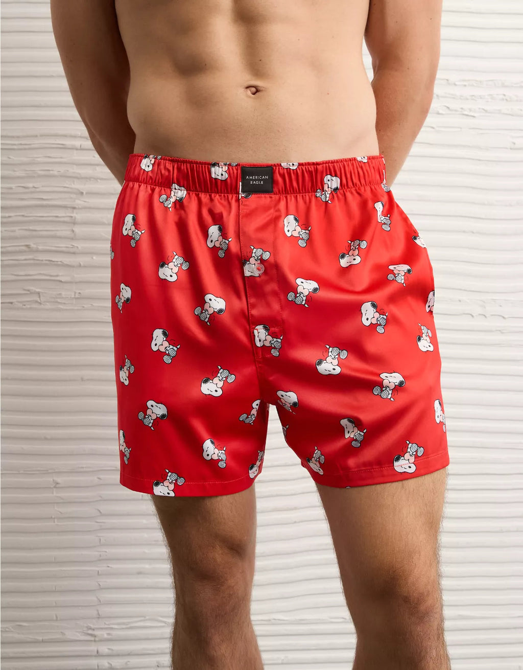 American Eagle AE Men's Snoopy Satin Pocket Boxer Short