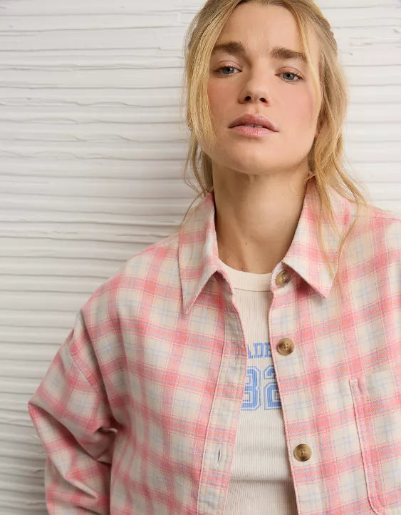 American Eagle AE Plaid Button-Down Shirt