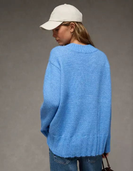American Eagle AE Oversized Faux Mohair Wide Cuff Sweater