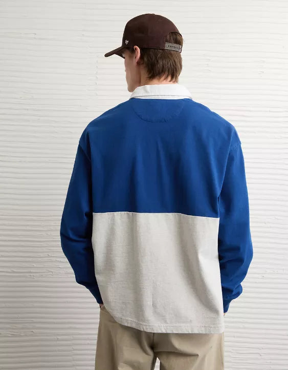American Eagle AE Color Block Rugby Shirt