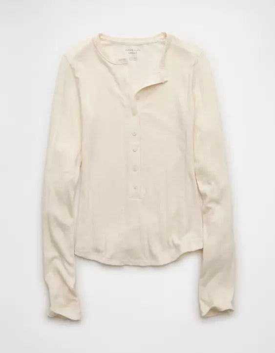 American Eagle AE Long Sleeve Henley T-Shirt