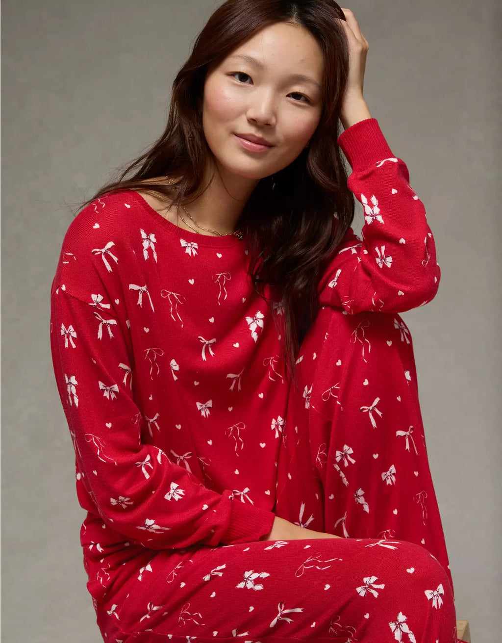 American Eagle AE Luxe Plush Long-Sleeve & Pant PJ Set