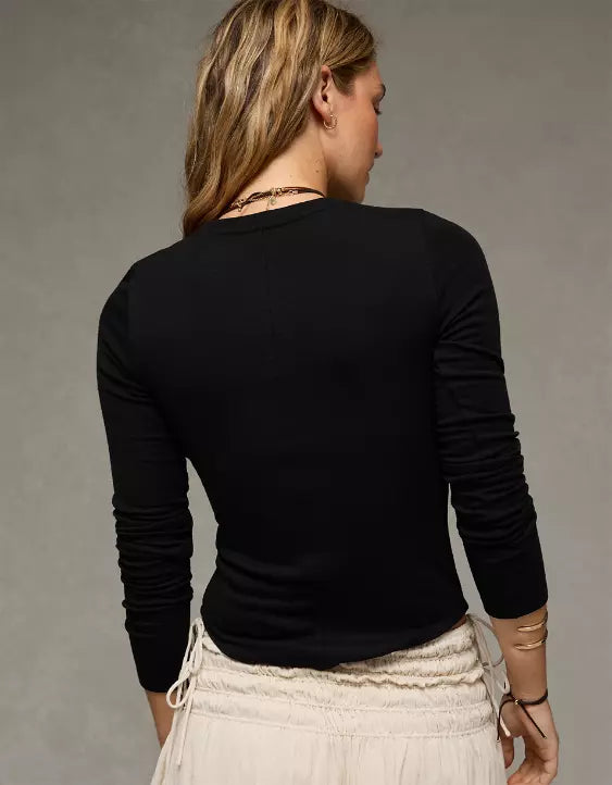 American Eagle AE Long Sleeve Cozy Crew Neck T-Shirt