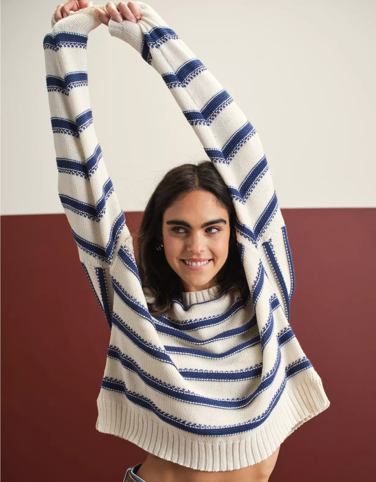 American Eagle AE Striped Crew Neck Sweater
