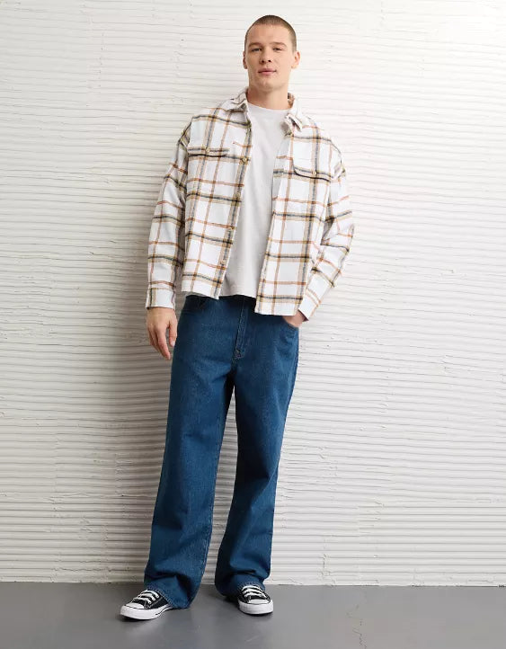 American Eagle AE Boxy Flannel Shirt