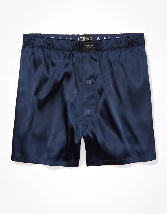 American Eagle AEO Men's Solid Satin Pocket Boxer Short