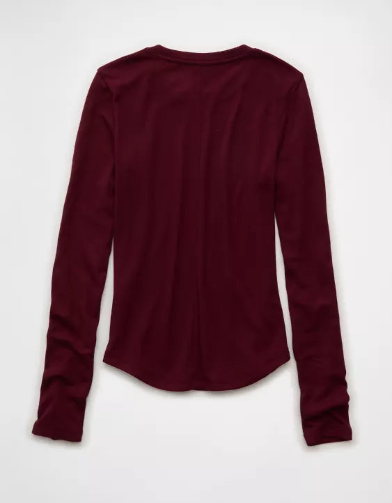 American Eagle AE Long Sleeve Cozy Crew Neck T-Shirt