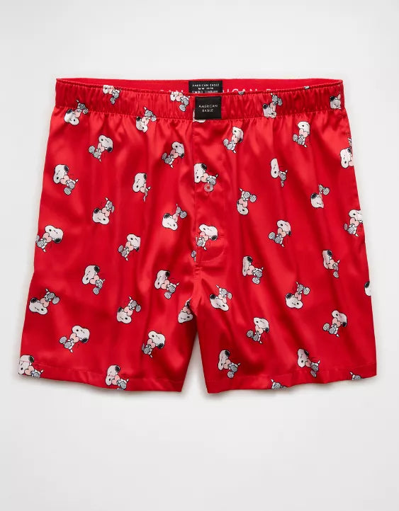 American Eagle AE Men's Snoopy Satin Pocket Boxer Short