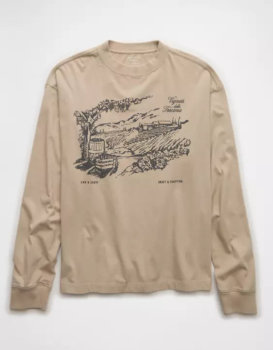 American Eagle AE Boxy Long Sleeve Graphic T-Shirt