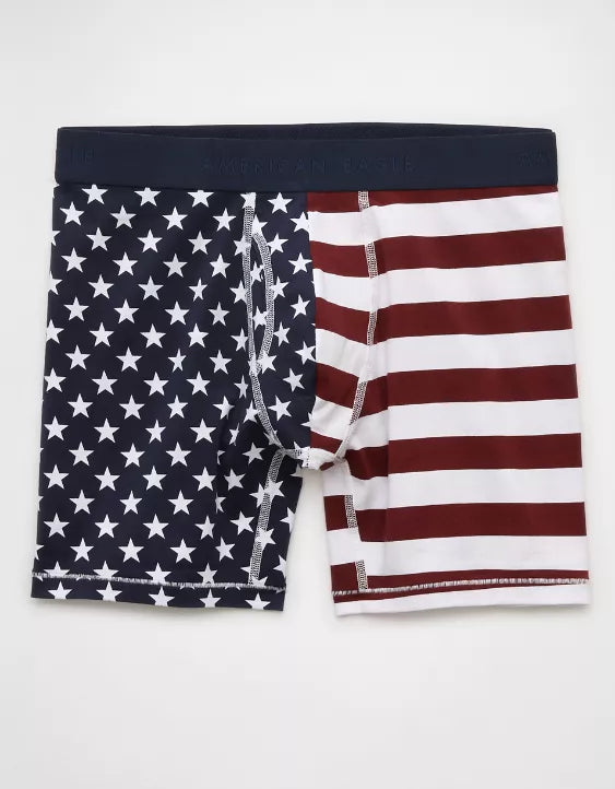 American Eagle AEO Men's Stars & Stripes 6″ Classic Boxer Brief