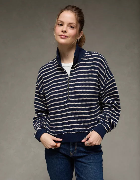 American Eagle AE Half-Zip Waffle Fleece Sweatshirt