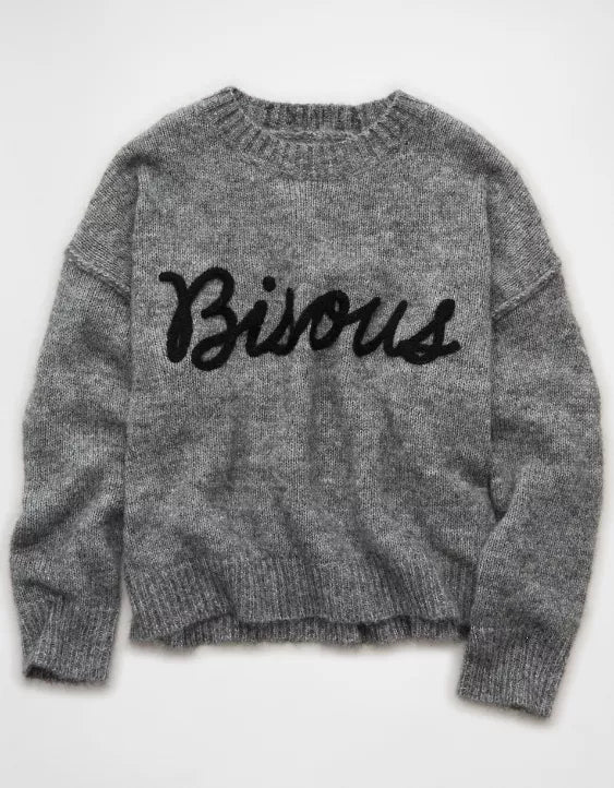 American Eagle AE Whoa So Soft Bisous Graphic Sweater