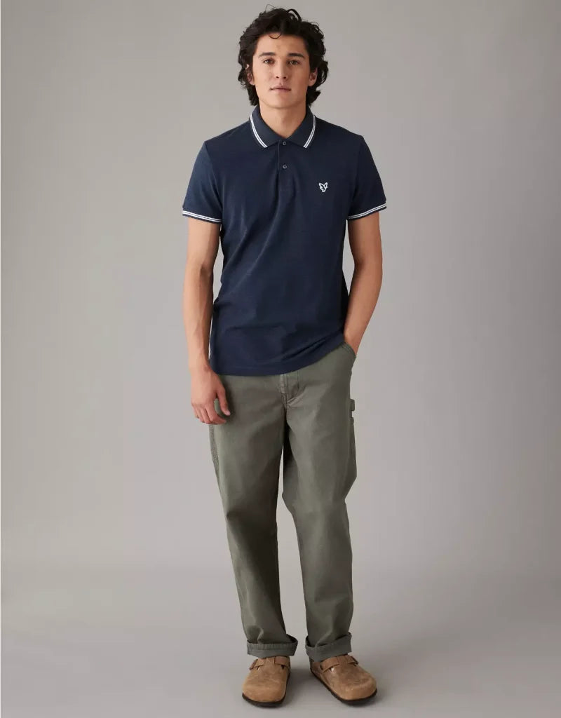 American Eagle AE Lived-In Slim Fit Pique Polo Shirt