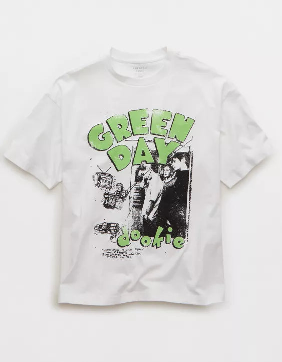 American Eagle AE Boxy Green Day Graphic T-Shirt