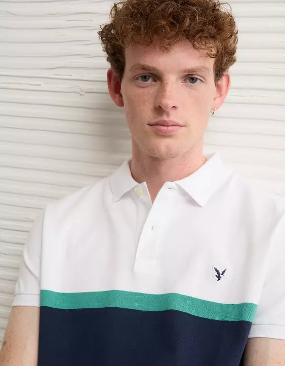 American Eagle AE Slim Fit Stretch Striped Polo Shirt