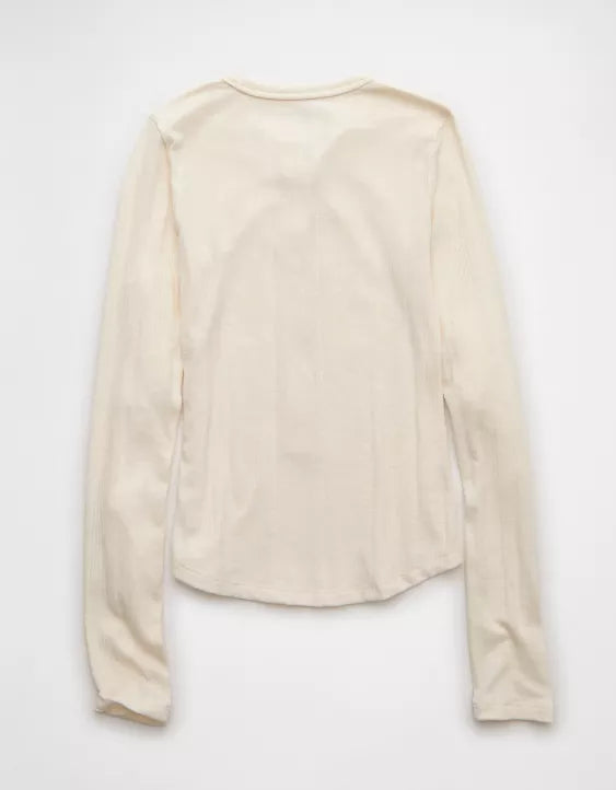 American Eagle AE Long Sleeve Henley T-Shirt