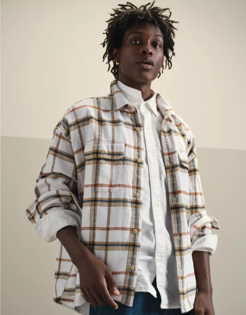 American Eagle AE Boxy Flannel Shirt
